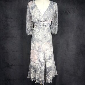 Nougat London Silk Fairycore Dress Ethereal Floral Midi Maxi Boho Romantic Small